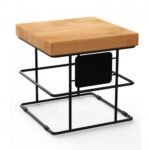 Riser Column Netto System Black Steel and Beech Wood  40h cm