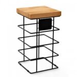 Riser Column Netto System Black Steel and Beech Wood  20h cm