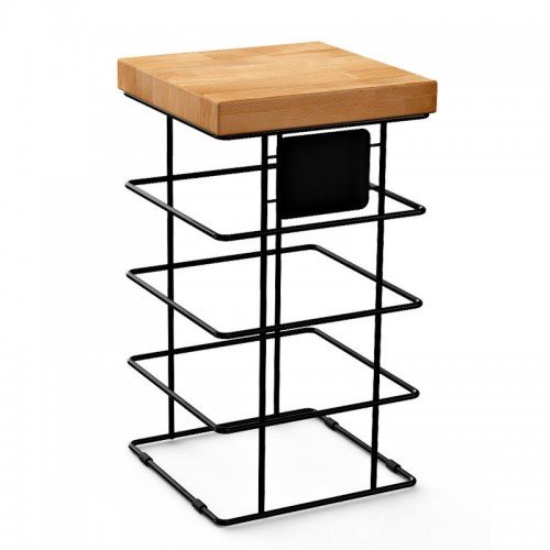 Riser Column Netto System Black Steel and Beech Wood  20h cm