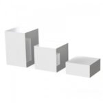 Classic acrylic cubes 3pcs kit porcelain white 20x20x8/16/24h cm