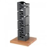 atrax black mat tower with lacquer coated solid beech base