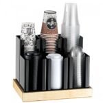 coffee cup & lid organizer 6 arrangments with plywood base natural finish