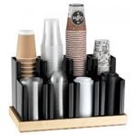 coffee cup & lid organizer 8 arrangments with plywood base natural finish