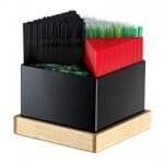 counter top disposables organizer 4 arrangments with plywood base natural finish