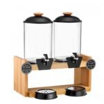 Juice Dispenser Vario Twin 2x5 Lit Solid Wood Base