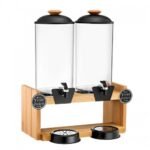 Juice Dispenser Vario Twin 2x7 Lit Solid Wood Base