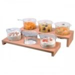 ergon cooling dish3 x2.5 l lacquer coated wood natural finish base 8cmh