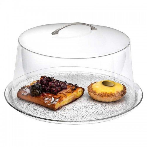 Set Round Φ30cm Plexiglass Clear Tray + Bell Cover
