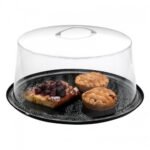 Set Round Plexiglass Black Tray + Bell Cover D40cm