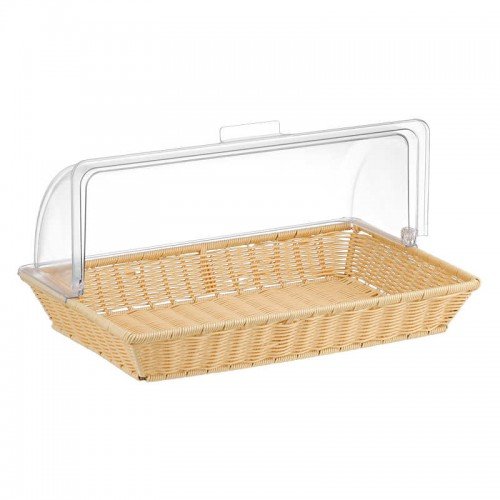 Bread Basket Polyrattan Natural With Profit Roll Top Cover GN1/1 (1+1pc Kit)
