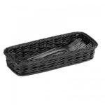 Cutlery Basket Polyrattan Rectangular Black