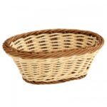 Table Top Bread Basket Polyrattan Biege and Honey 23x17cm