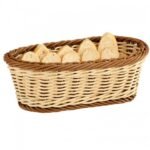 Table Top Bread Basket Polyrattan Biege and Honey 28x18cm