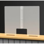 counter top plexiglass protective shield 100x75h with speaking slot