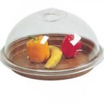 dark woodgrain round tray φ52