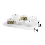 studio buffet organizer 3 x 1,3 liters 8cm H w/ frost plexiglass base