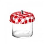 cylinder glass jar φ15x10h  with plexiglass lid red pattern