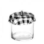 cylinder glass jar φ15x10h  with plexiglass lid black pattern
