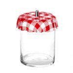 cylinder glass jar φ15x30h  with plexiglass lid red pattern