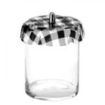 cylinder glass jar φ15x20h  with plexiglass lid black pattern