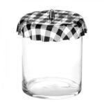 cylinder glass jar φ20x40h  with plexiglass lid black pattern