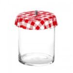 cylinder glass jar φ20x10h  with plexiglass lid red pattern
