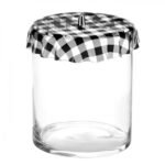 cylinder glass jar φ25x25h  with plexiglass lid black pattern