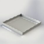 arc 28x28xh2 white modern tray with wave edge