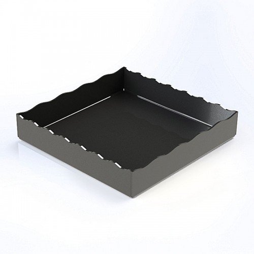 arc 28x28xh5 black modern tray with wave edge