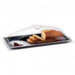 Medium Plexiglass Platter + Dome Cover 21 X 47cm (1+1pc Kit)  black