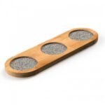 wooden board FOR 3 juice BOTTLEs with antislip pads-w/out bottles