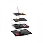 Buffet Stand Pyramid with 4 Onda Trays Stainless Steel and Black