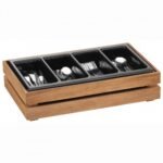 Crate Cutlery Module GN1/1 Solid Acacia Wood plus Plastic Insert 32,5x53cm for Cutlery service