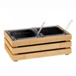 Crate Gourmet Stand GN1/1 Incl. Containers Notched Lids Grills and Spoons Eco Friendly Bamboo