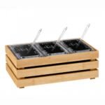 Crate Gourmet Stand GN1/1 Incl. Containers Notched Lids Grills and Spoons Eco Friendly Bamboo