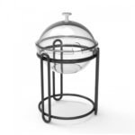 Squillo Buffet Stand with Glass Bowl plus Acrylic Cover D14x15h Black Mat Steel