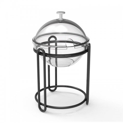 Squillo Buffet Stand with Glass Bowl plus Acrylic Cover D14x15h Black Mat Steel