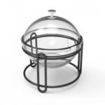 Squillo Buffet Stand with Glass Bowl plus Acrylic Cover D17x10h Black Mat Steel