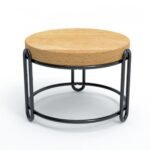 Squillo Buffet Riser with Wooden Board D17x10h Black Mat Steel