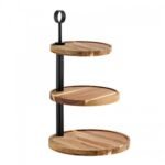3 Tier Acacia Etazer with Rotating Trays