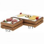 Crate Cooling Tray Module GN1/1 Solid Acacia Wood plus Stainless Steel 32,5x53cm for cold slices