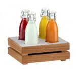 Crate Bottle Module 4 x 1Lit GN1/2 Solid Acacia Wood plus Frost Acrylic 32,5x26,5 cm for Juice, Milk, Water
